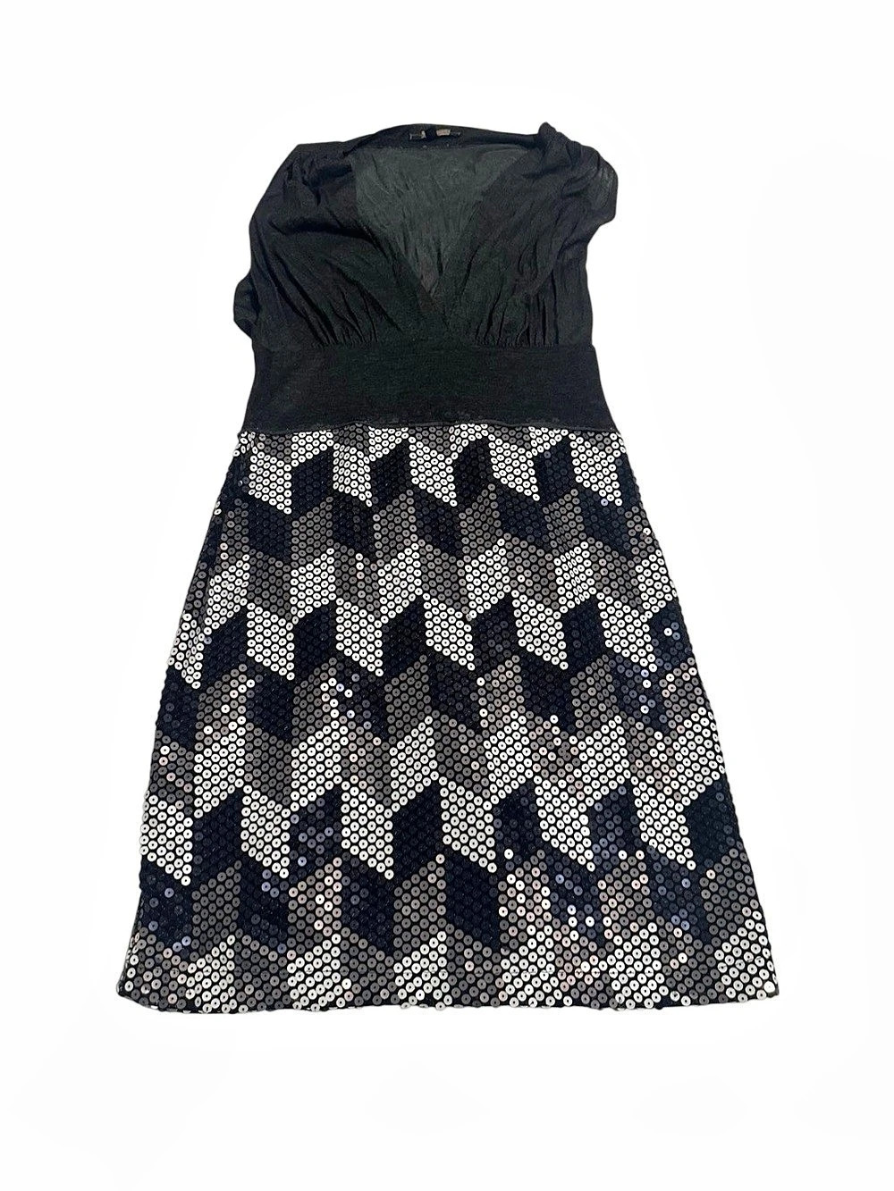 Shoshanna Sequin Mini Dress in Black & Silver Size 6